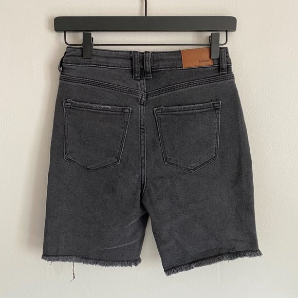 Bohme Black Distressed Midi Shorts Bermuda Shorts - Picture 3 of 6